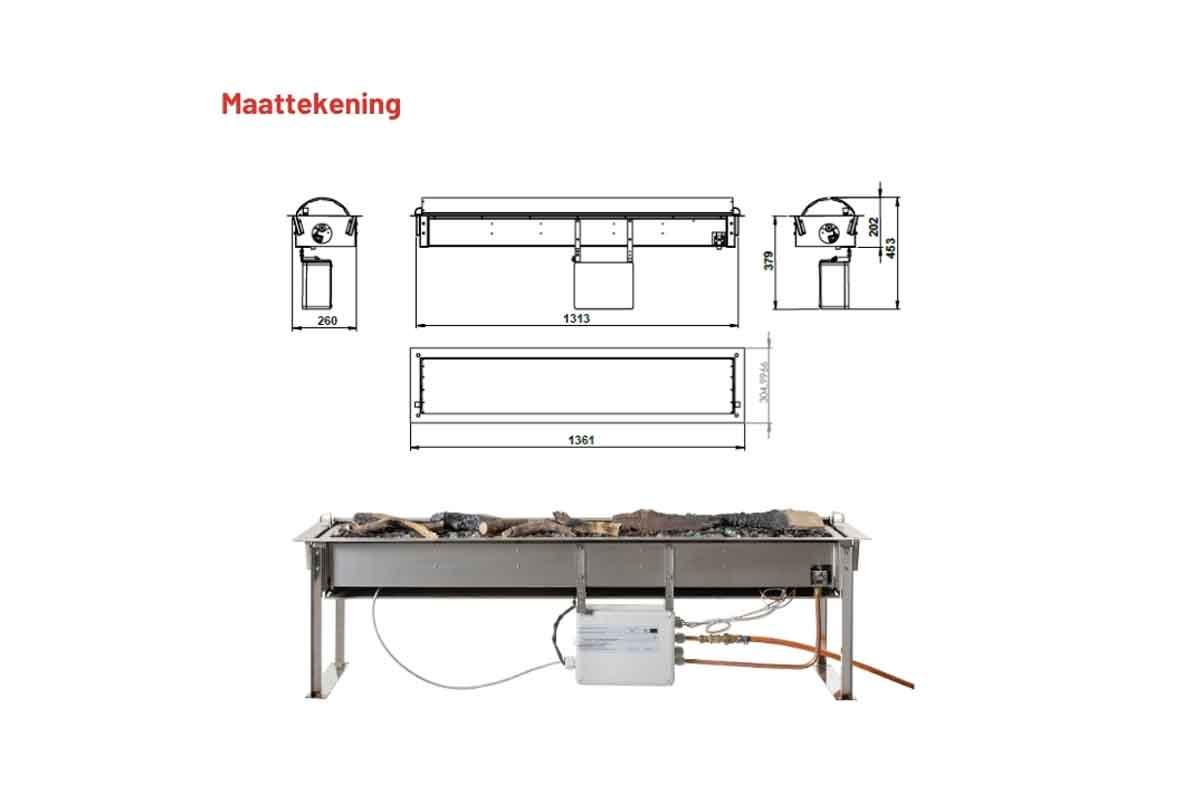 Outdoor Einbau-Gaskamin 125 von Trimline Fires